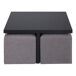 Conjunto de mesa de centro com puffs IDARA cor preta Conjunto de mesa de centro com puffs IDARA cor preta Preto / Cinza