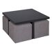 Conjunto de mesa de centro com puffs IDARA cor preta Conjunto de mesa de centro com puffs IDARA cor preta Preto / Cinza