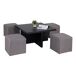 Conjunto de mesa de centro com puffs IDARA cor preta Conjunto de mesa de centro com puffs IDARA cor preta Preto / Cinza