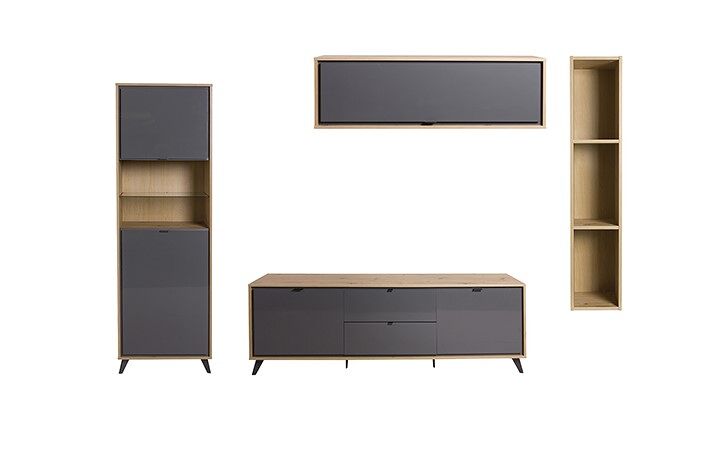 Compacto de TV 247,9cm cinzento e carvalho corNICE