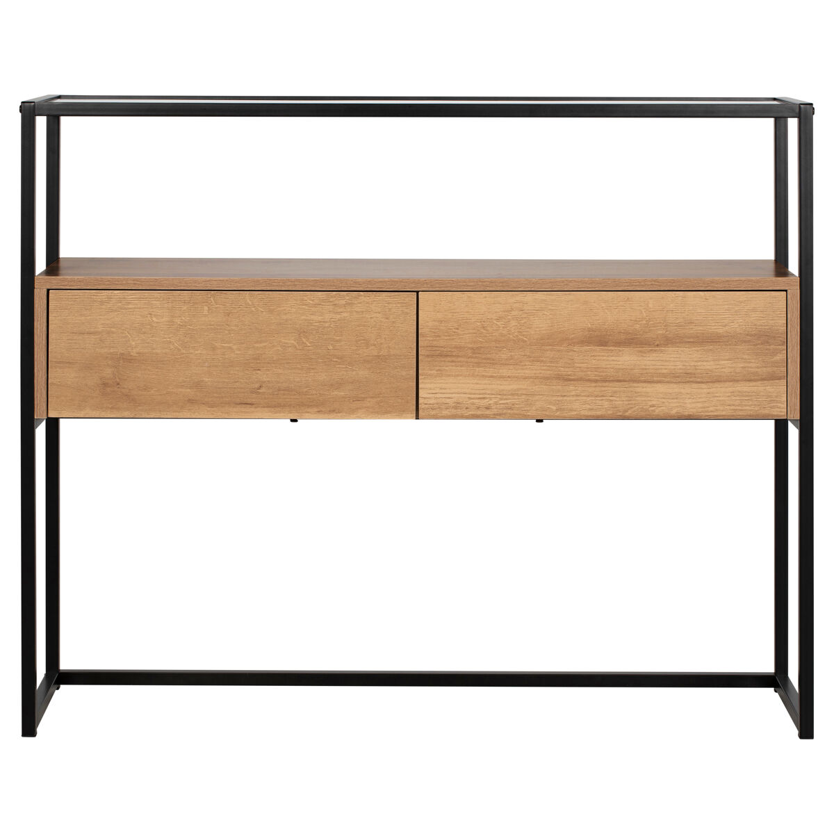 Consola com 2 gavetas carvalho e preto OLGA