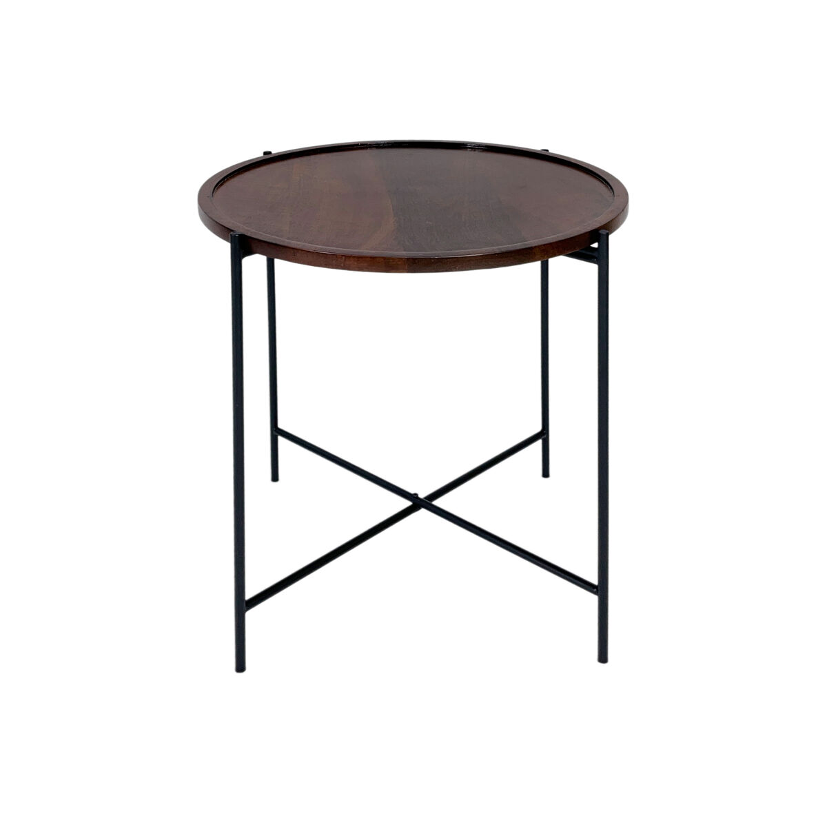 Mini mesa metal e madeira BERNET 48x42cm