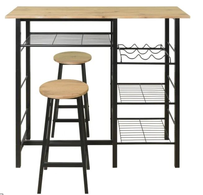 Conjunto de mesa alta com 2 bancos DETROIT