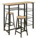 Conjunto de mesa alta com 2 bancos DETROIT Conjunto de mesa alta com 2 bancos DETROIT Preto/ Madeira