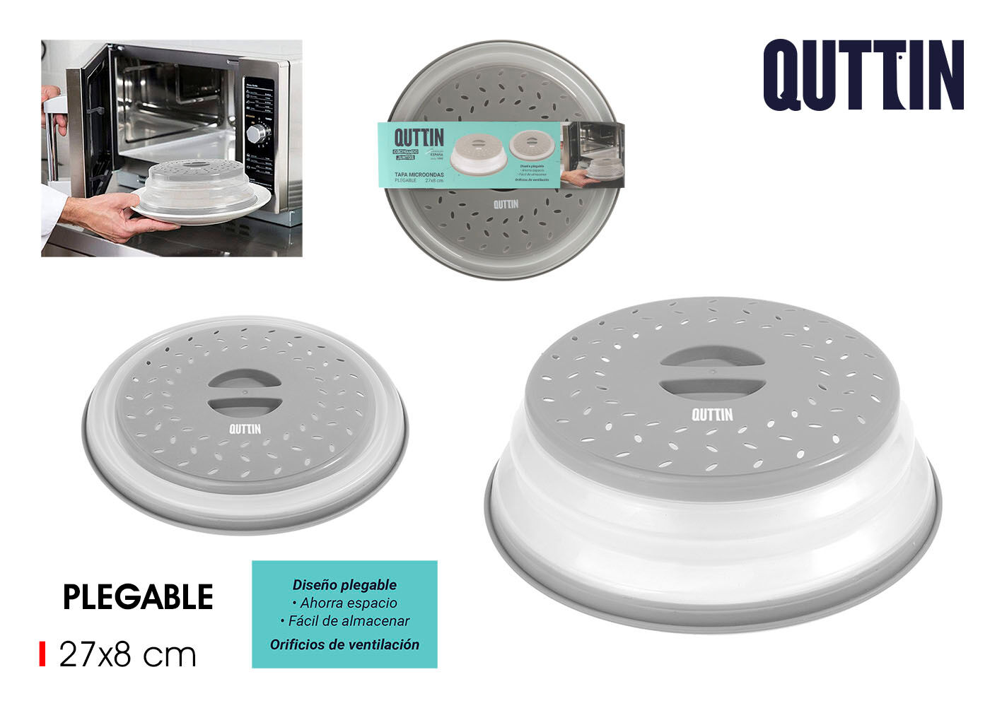 Tampa dobrável para microondas QUTTIN 27cm