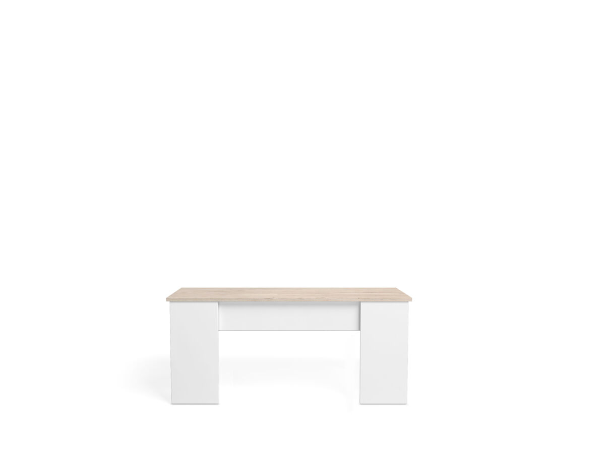 Mesa de centro elevável LOW Branco/ Madeira