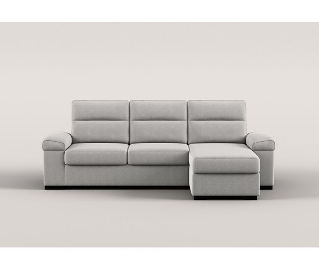Chaise longue reversível de 4 lugares com cama eric cinza claro