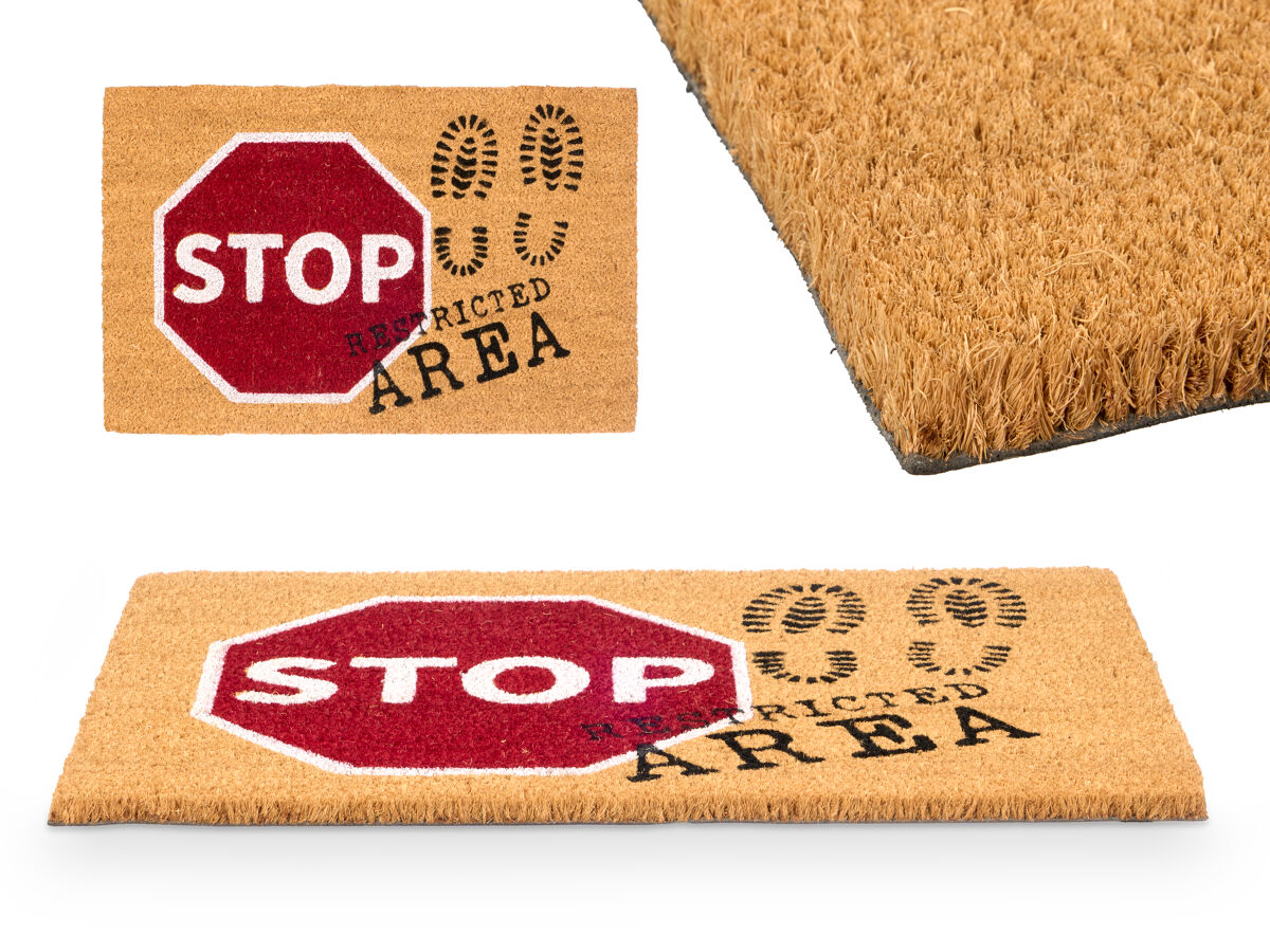 Tapete de entrada em fibra de coco 40x60cm STOP