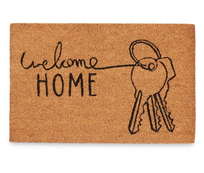 Tapete de entrada em fibra de coco 60x40cm welcome home - conforama