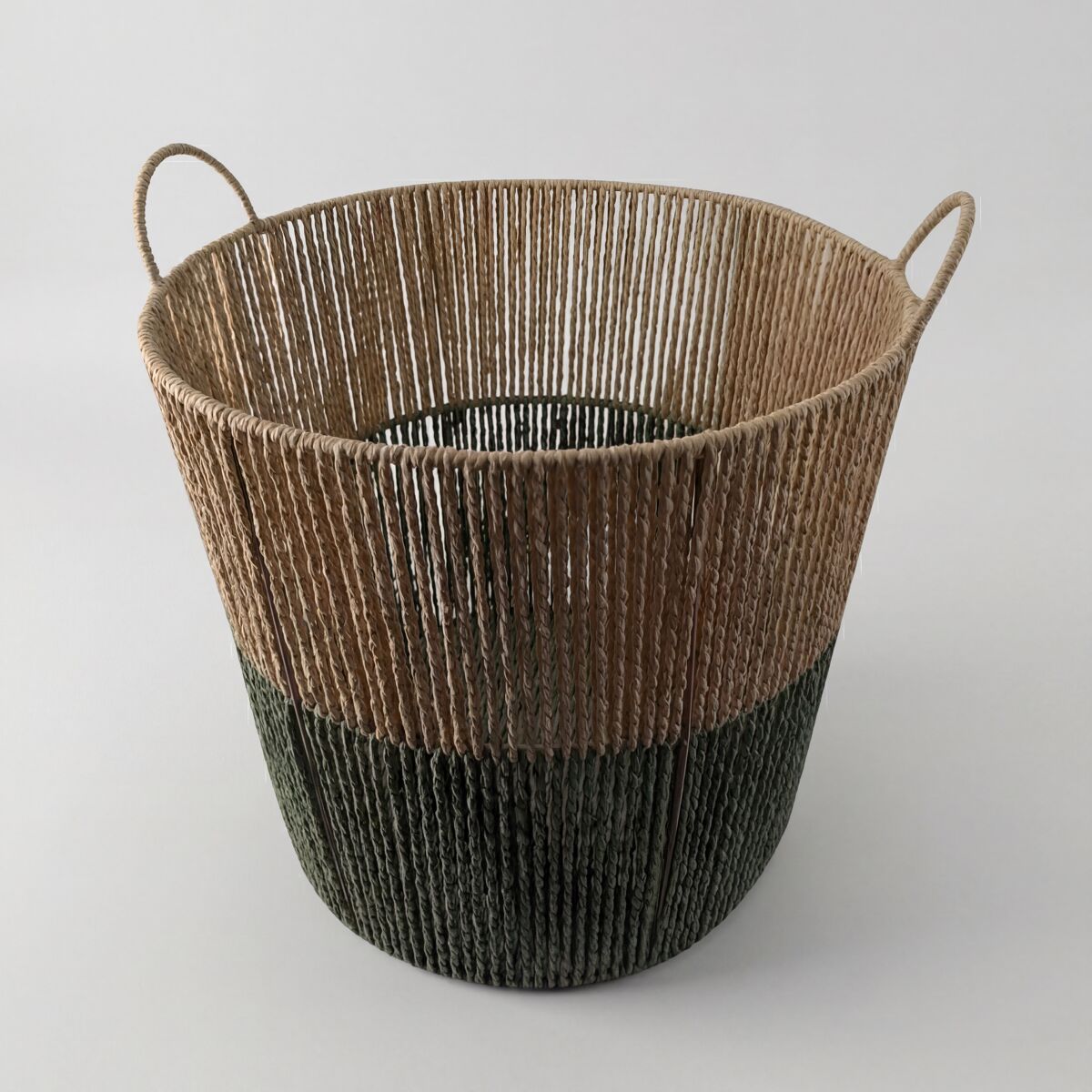Cesta solve l 32x38x38cm cor natural e verde