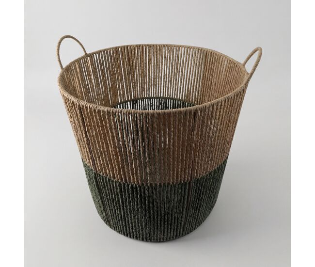 Cesta solve l 32x38x38cm cor natural e verde