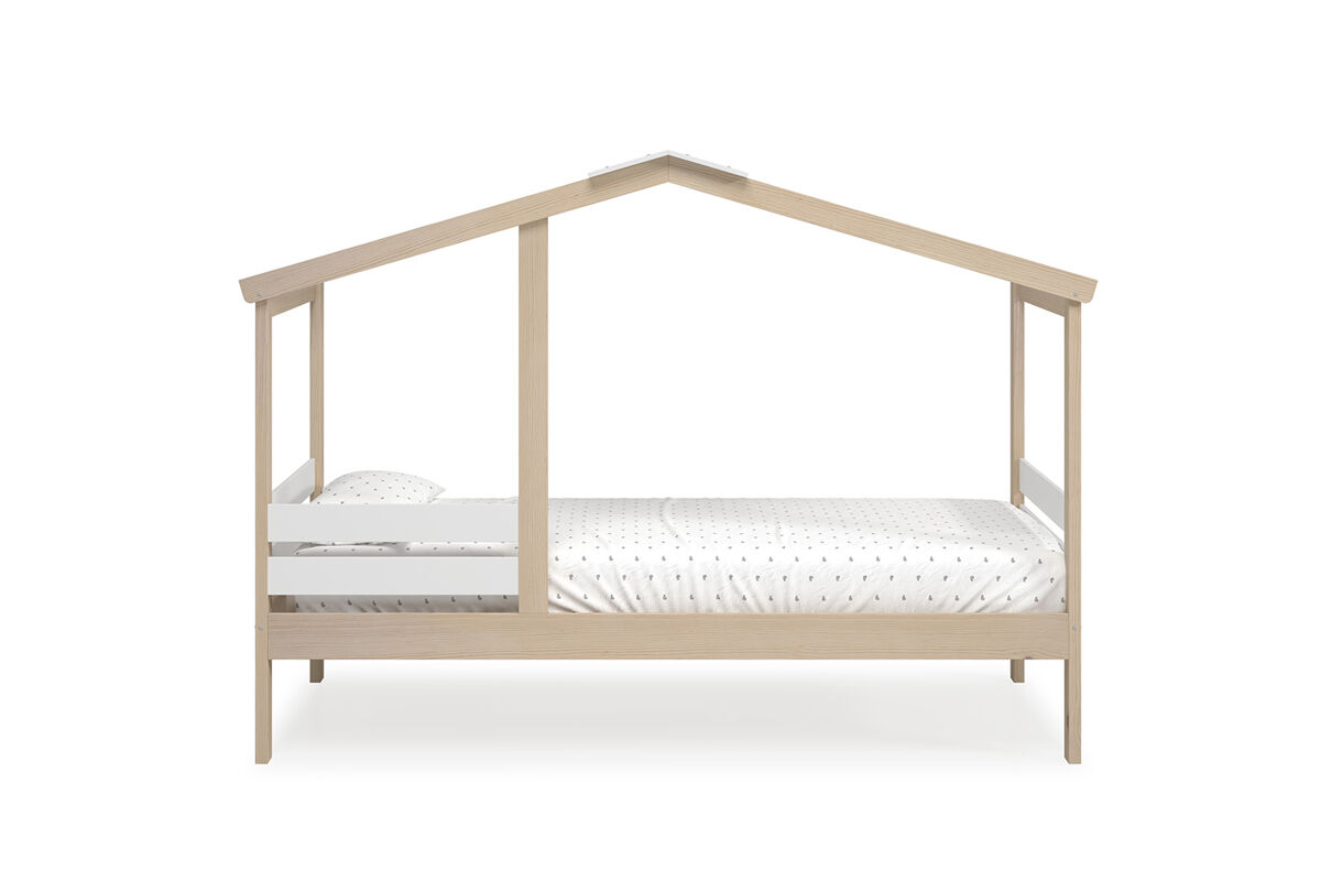 Cama tipo cabana AZRAEL 90cm madeira natural e branca