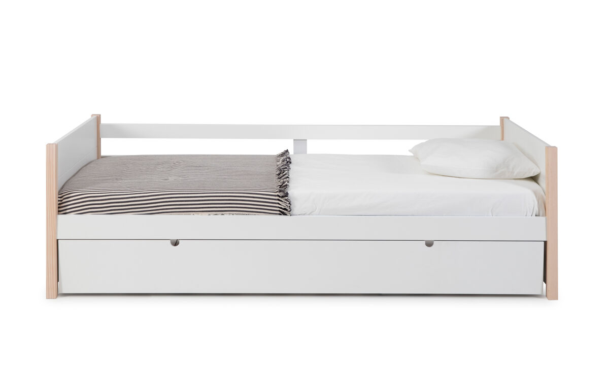 Cama nido URIEL 90cm branco e madeira natural