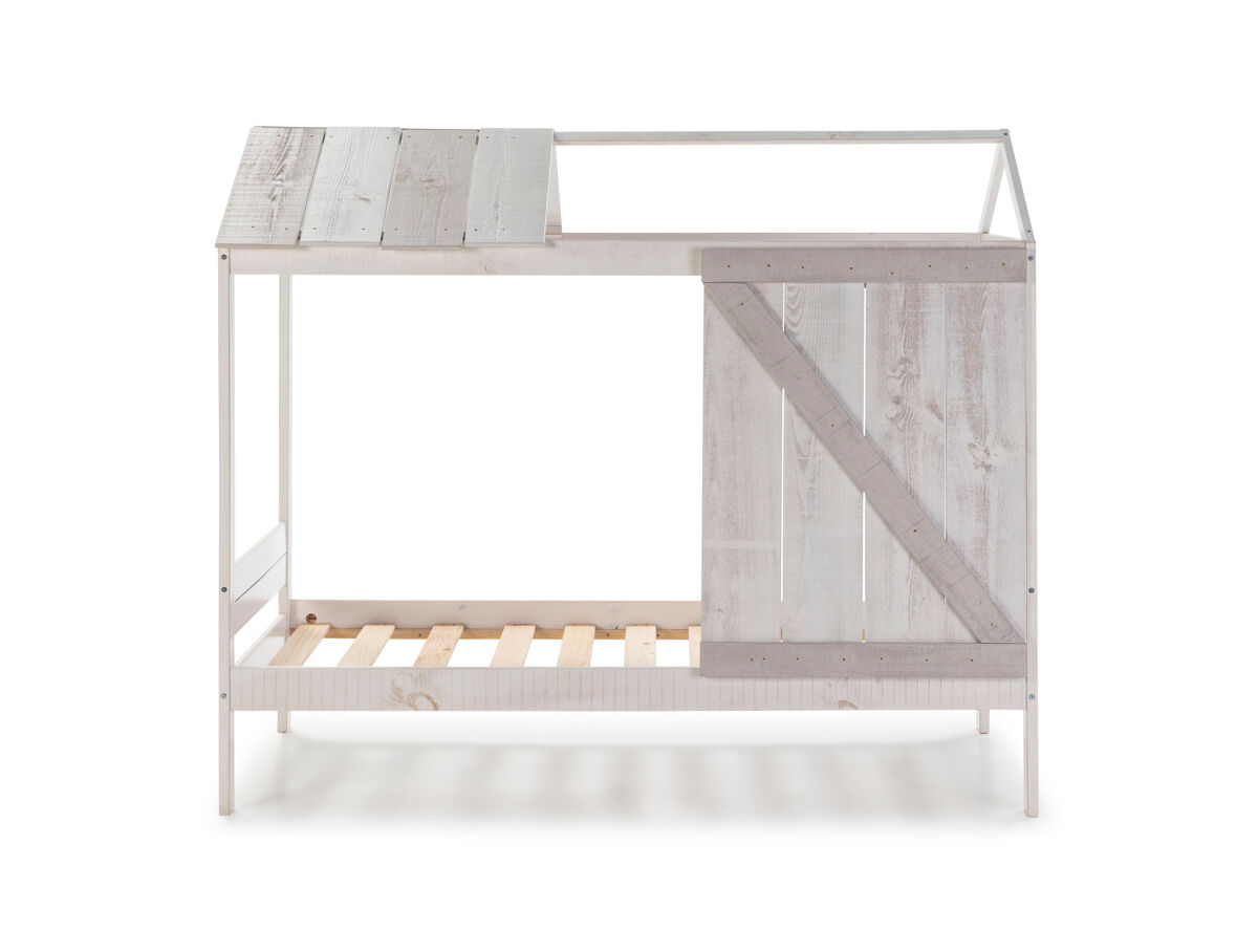 Cama tipo cabana ELIOT 90cm branco cinza claro e cinza escuro