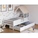 Cama tipo cabana ANGELA 90cm branca lacada e madeira natural Cama tipo cabana ANGELA 90cm branca lacada e madeira natural Natural/ Branco