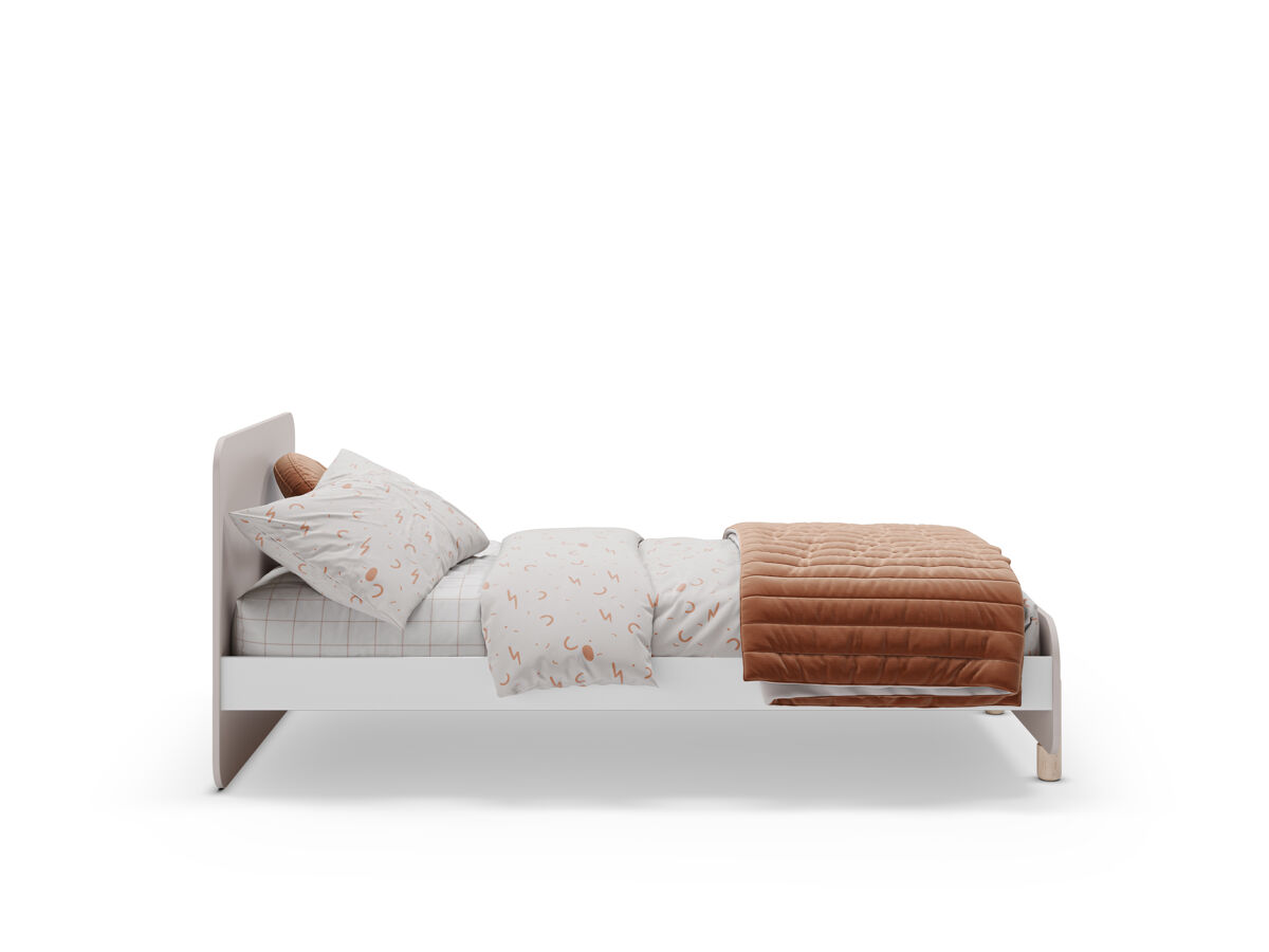 Cama LANI 90cm em creme e madeira natural