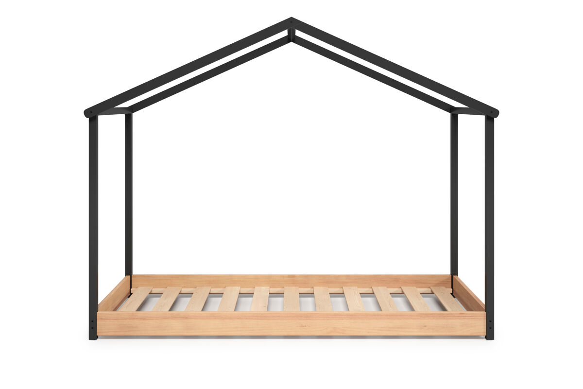 Cama tipo cabana montessori KARIM 90x200cm antracite e carvalho