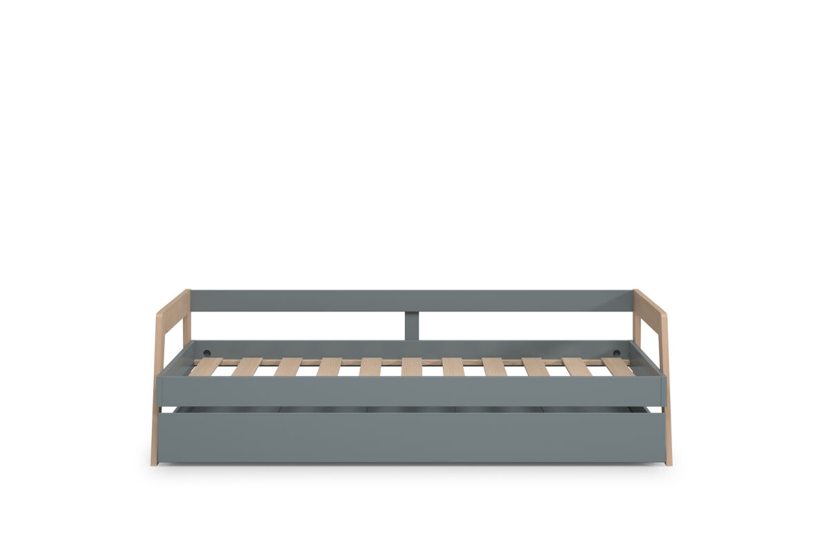 Cama nido SERENA 90x200cm verde caqui e madeira natural