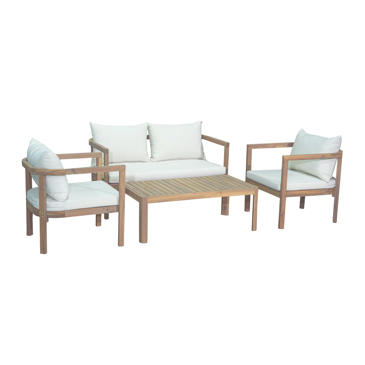 Conjunto de jardim ARTEIJOS em madeira com mesa baixa