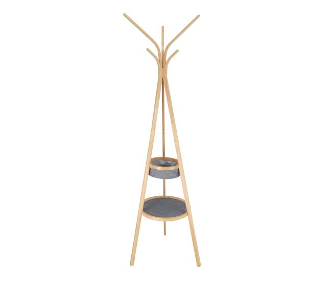 Cabide de pé duman em bambu 170x52x45cm com 6 ganchos - conforama