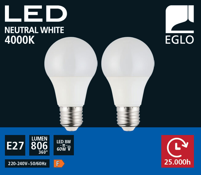 Conjunto de 2 lâmpadas OPAL LED 8w E27 marca EGLO