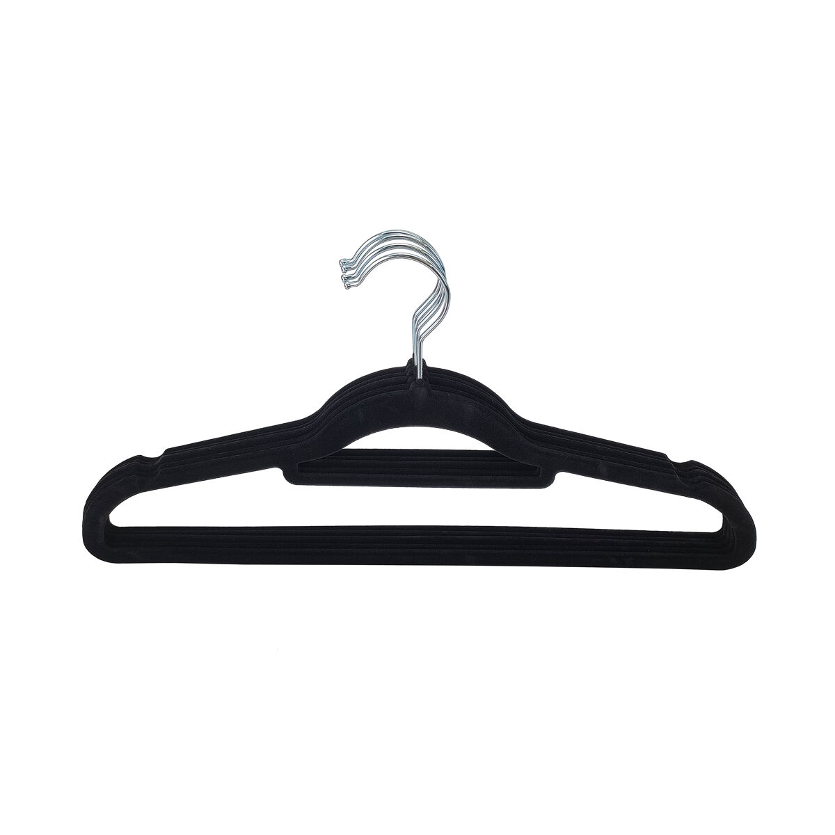 Conjunto de 5 cabides VELVET 22x41x0,5cm cor preto