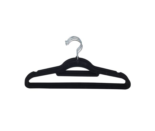 Conjunto de 5 cabides velvet 22x41x0,5cm cor preto