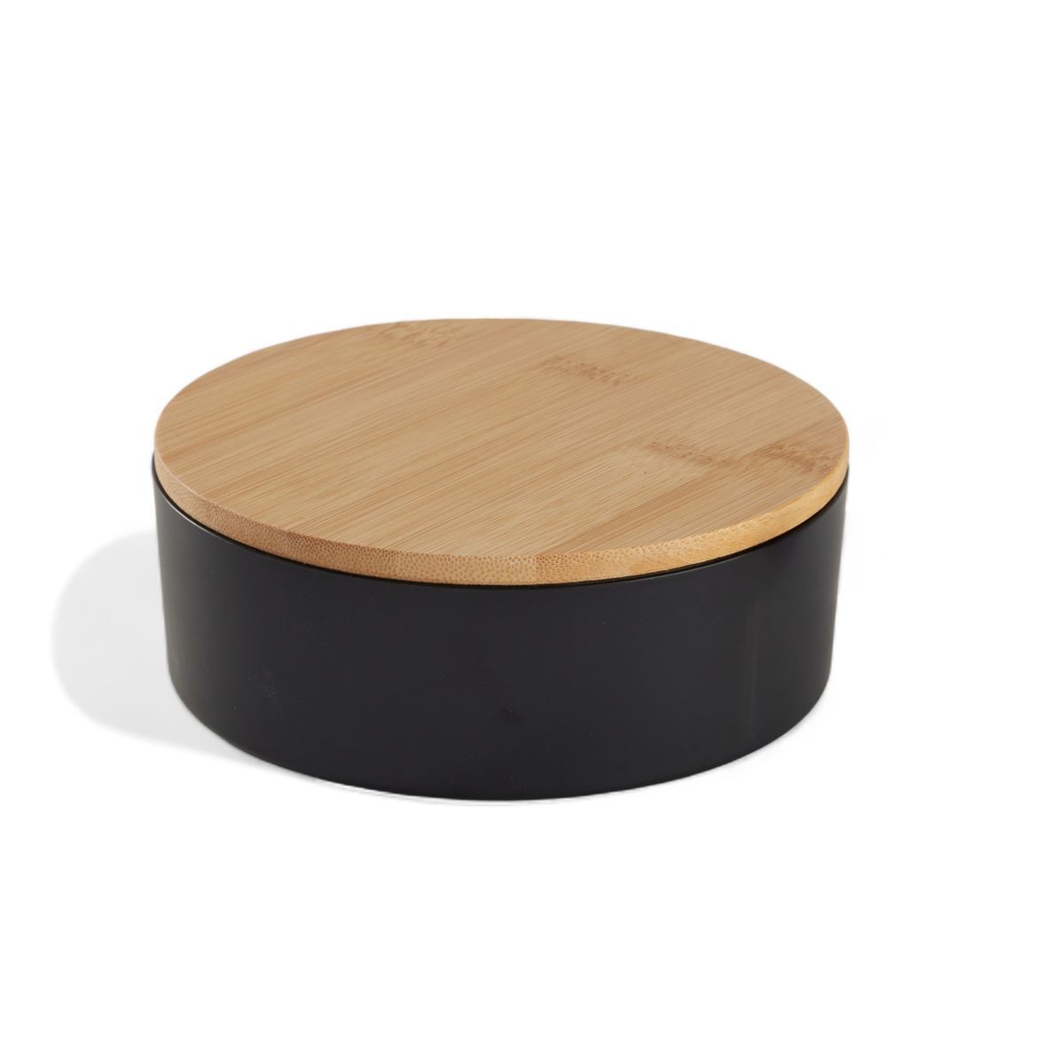 Caixa de joias CIRCULAR com espelho em bambu 14cm