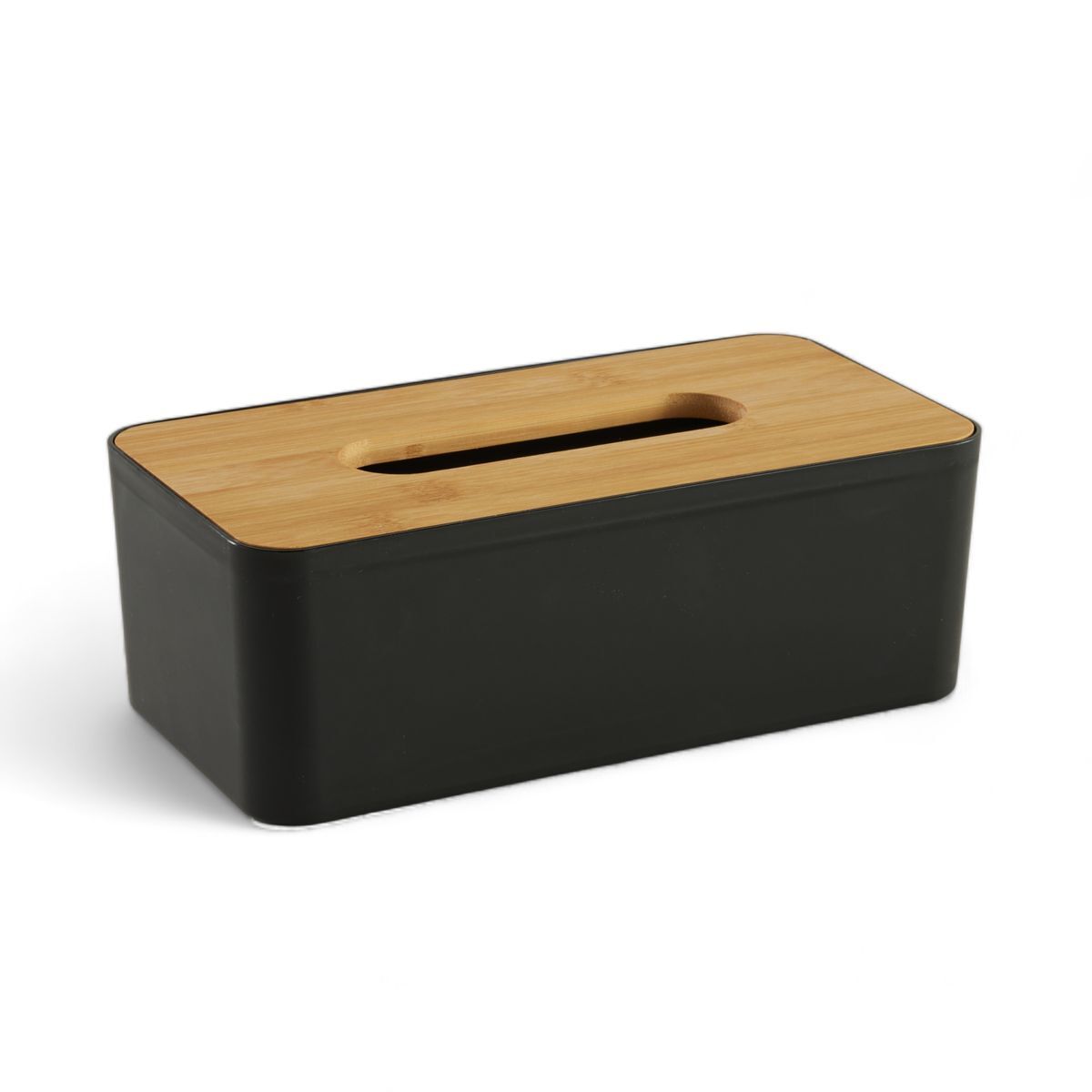 Caixa PAÑUELOS em plástico com tampa de bambu 9x13x25cm