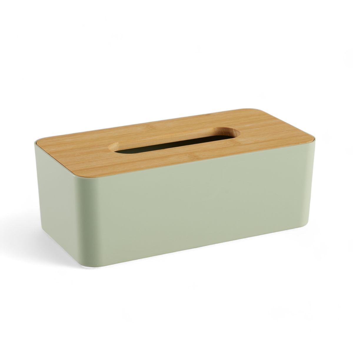 Caixa PAÑUELOS em plástico com tampa de bambu 9x13x25cm