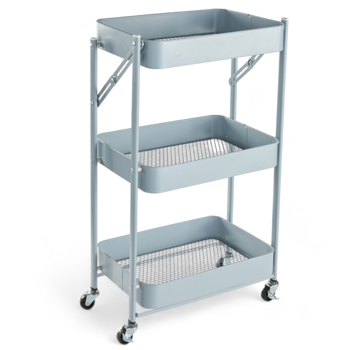 Carrinho de METAL com 3 prateleiras e rodas 77x45x30cm