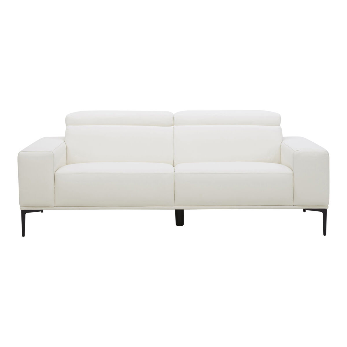 Sofá 3 lugares fixo em pele esme cor branco