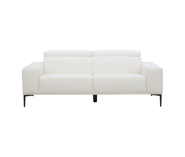 Sofá 3 lugares fixo em pele esme cor branco
