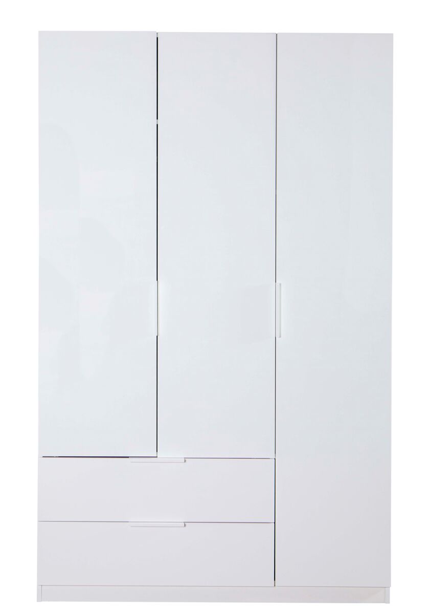 Roupeiro espresso 122x200cm portas batentes e 2 gavetas branco