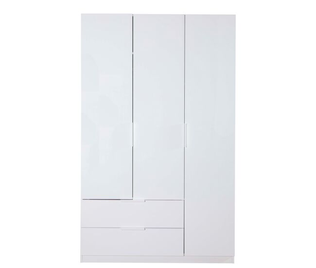 Roupeiro espresso 122x200cm portas batentes e 2 gavetas branco