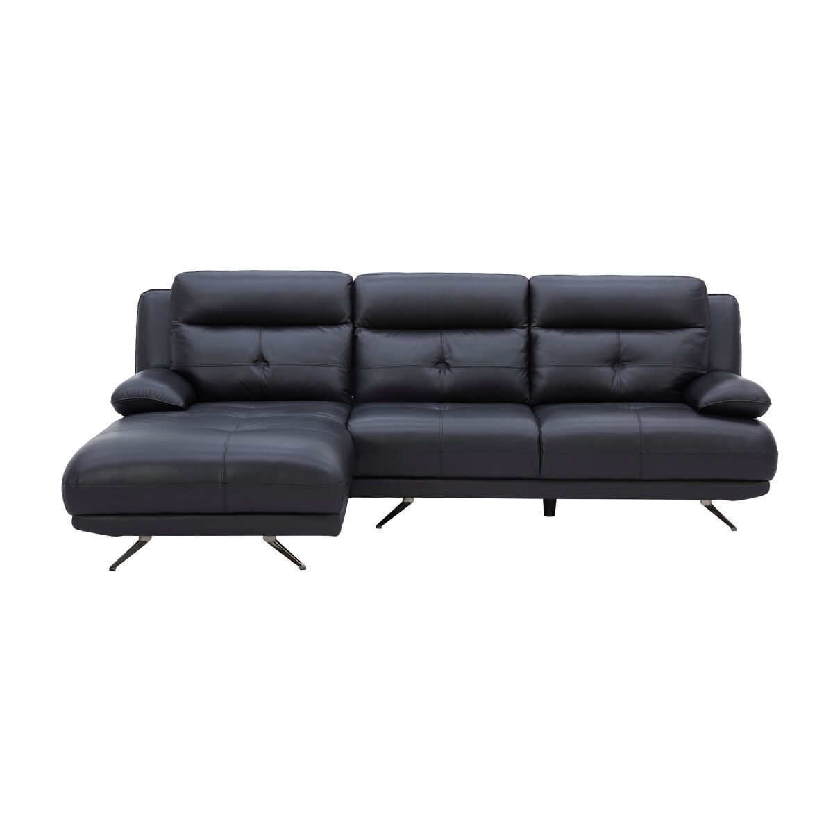 Chaise longue esquerda em pele kailua cor noir
