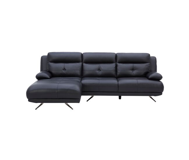 Chaise longue esquerda em pele kailua cor noir
