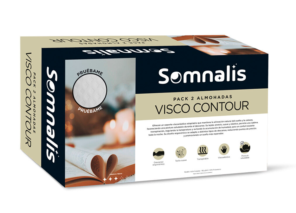 Conjunto 2 almofadas viscoelásticas VISCOCONTOUR 60cm SOMNALIS