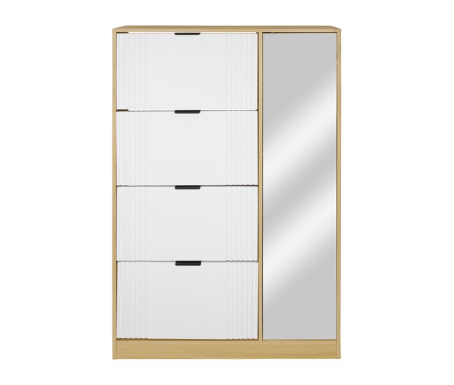 Sapateira bone 4 compartimentos e 1 porta com espelho 90x156,7x23,5cm