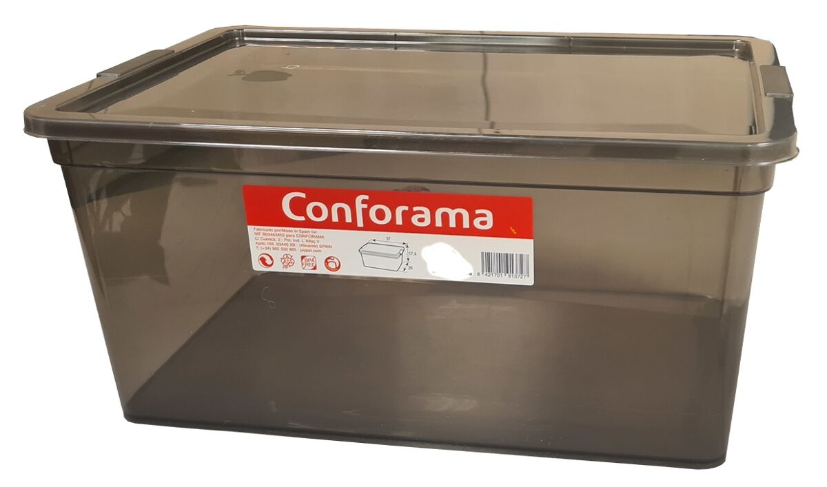 Caixa ordenación plástico 18 litros cor fumado
