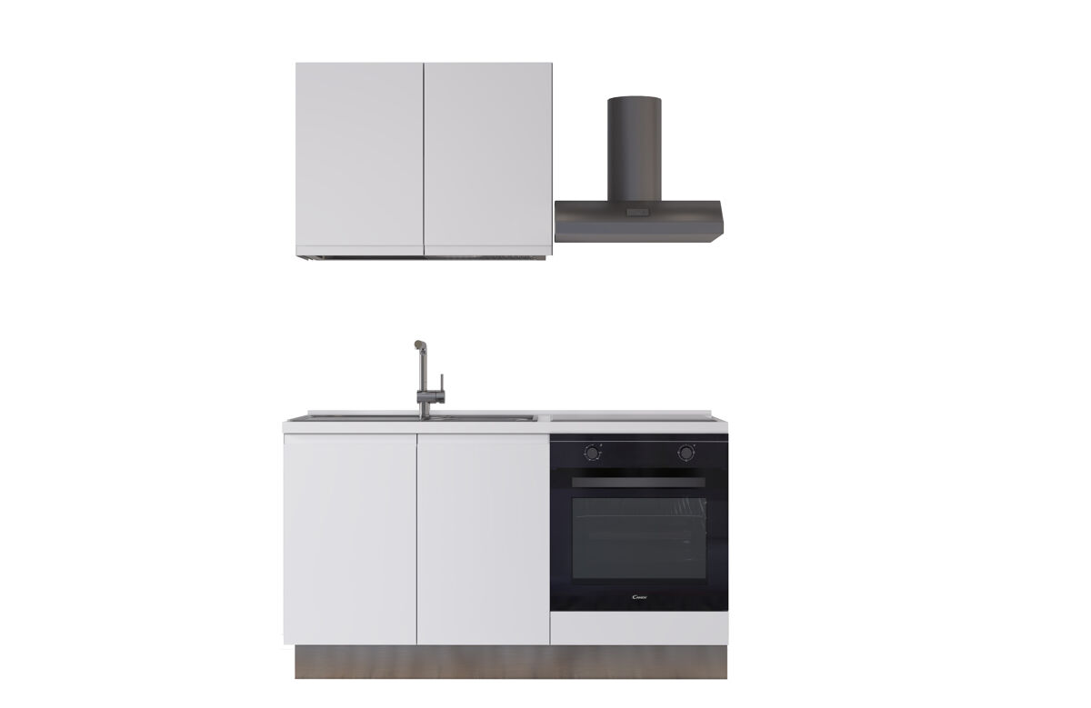 Cozinha com eletrodomésticos gilda gola 150cm esquerda blanc mate e gris claro