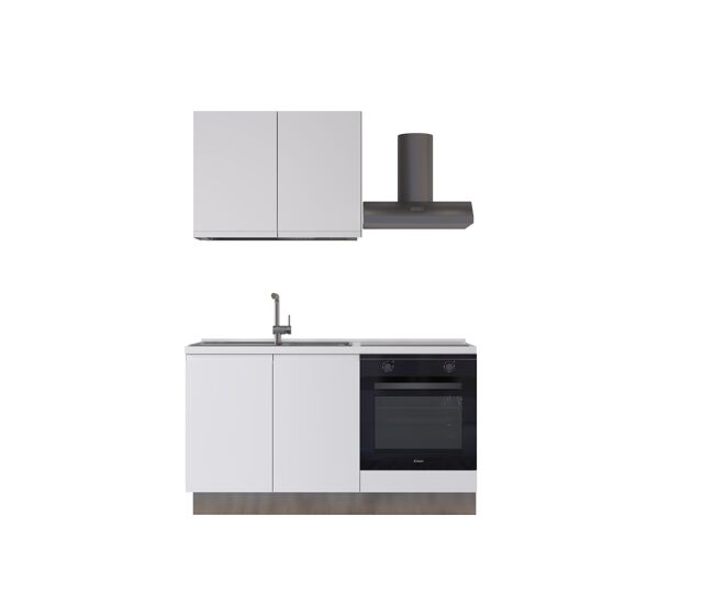 Cozinha com eletrodomésticos gilda gola 150cm esquerda blanc mate e gris claro