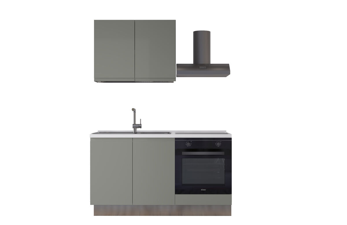 Cozinha com eletrodomésticos gilda gola 150cm esquerda verde e gris claro