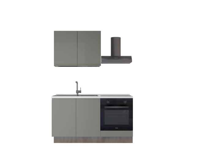 Cozinha com eletrodomésticos gilda gola 150cm esquerda verde e gris claro