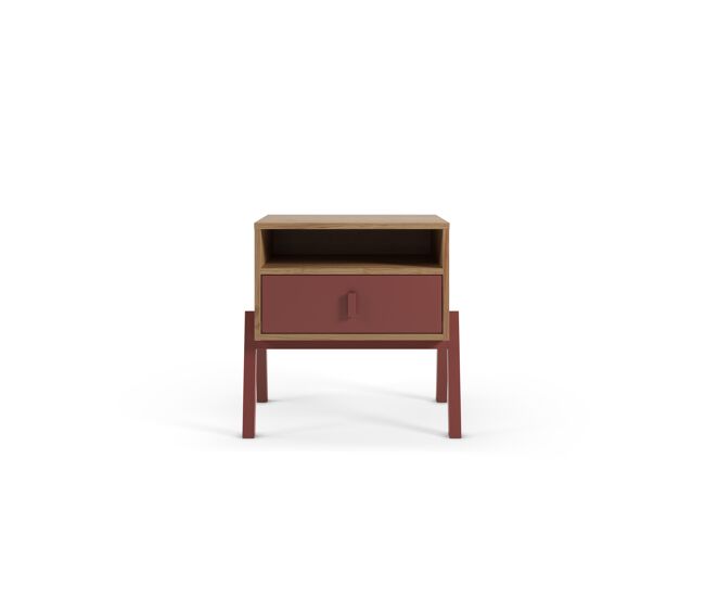 Mesa cabeceira thyra carvalho e castanho com gaveta e abertura - conforama