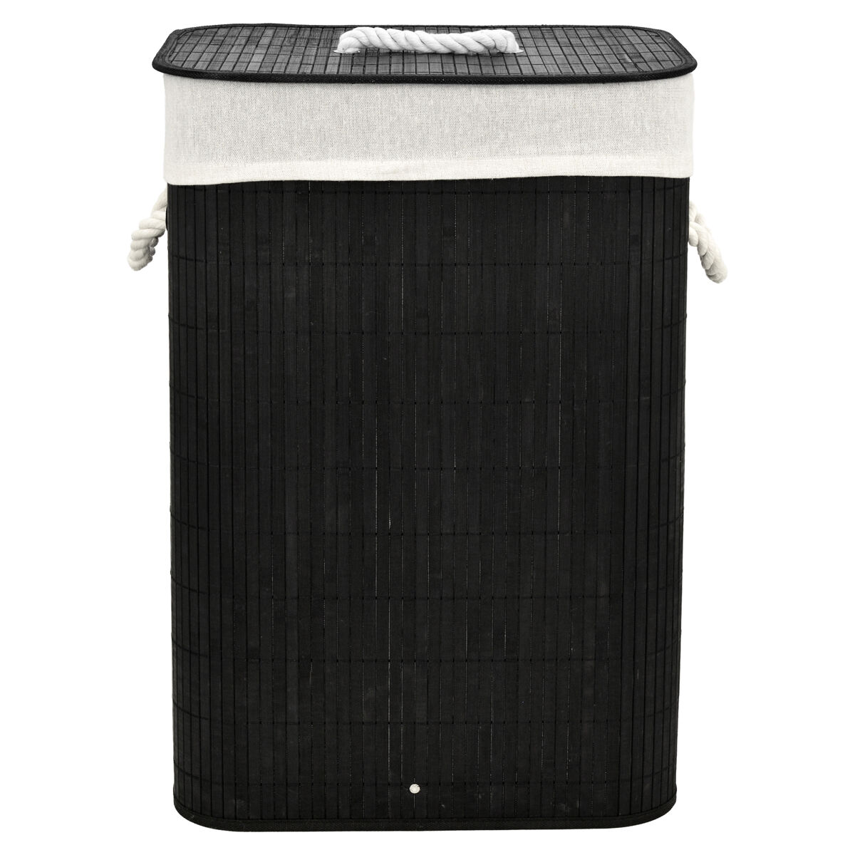 Cesto para roupa suja cora bambu 40x30x60cm preto e branco