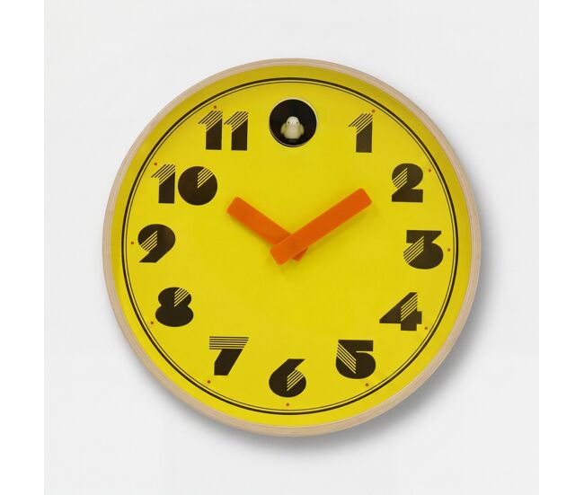 Relógio de parede cucut retro amarelo 30cm