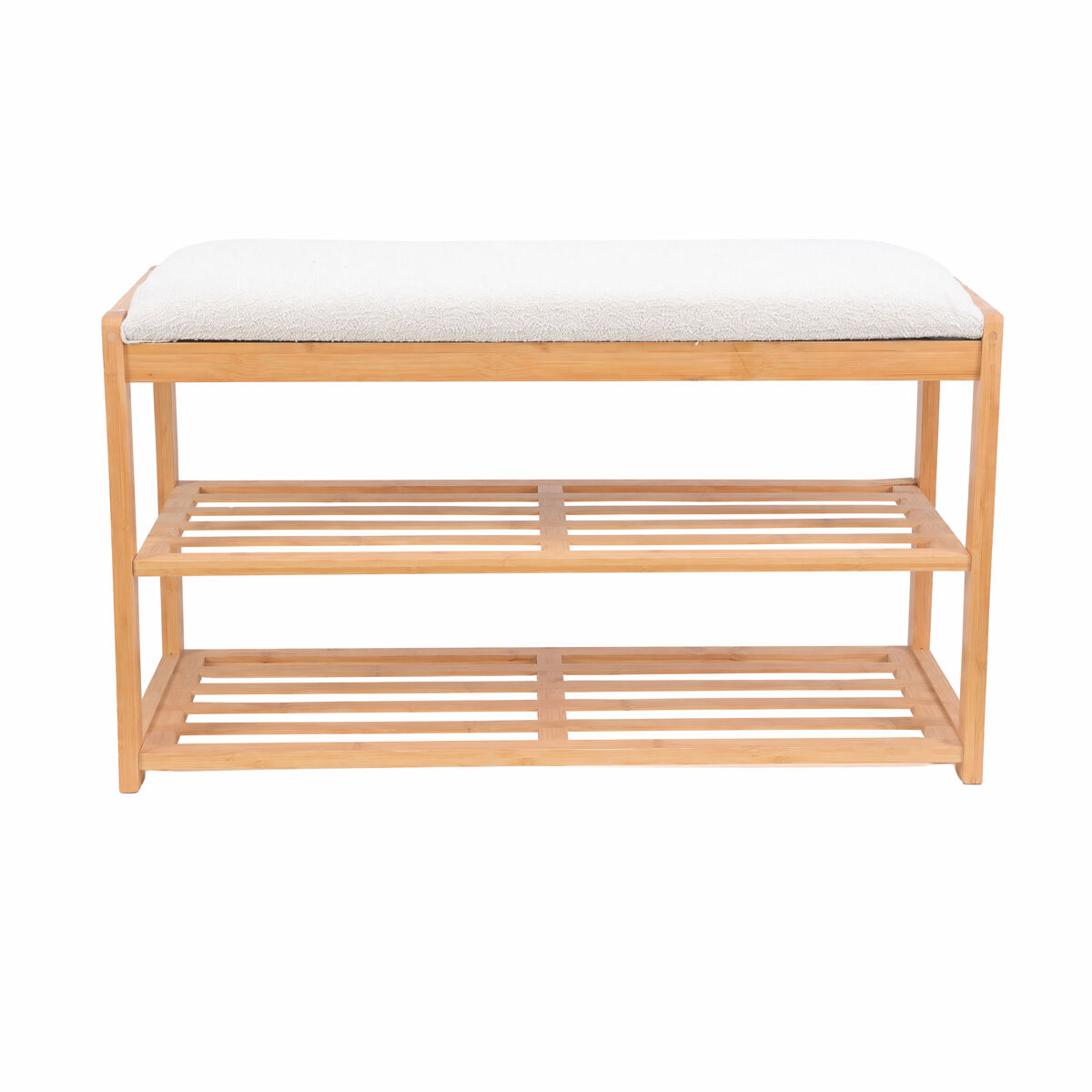 Banco para sapatos enzo em bambu 45x80x30cm bege