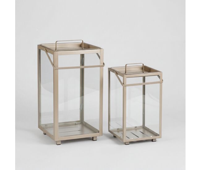 Lanterna de metal hamptons 30x17cm cor areia