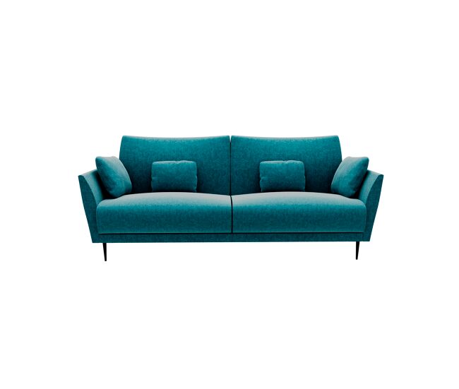 Sofá torino de 3 lugares em tecido 1 cor azul turquesa